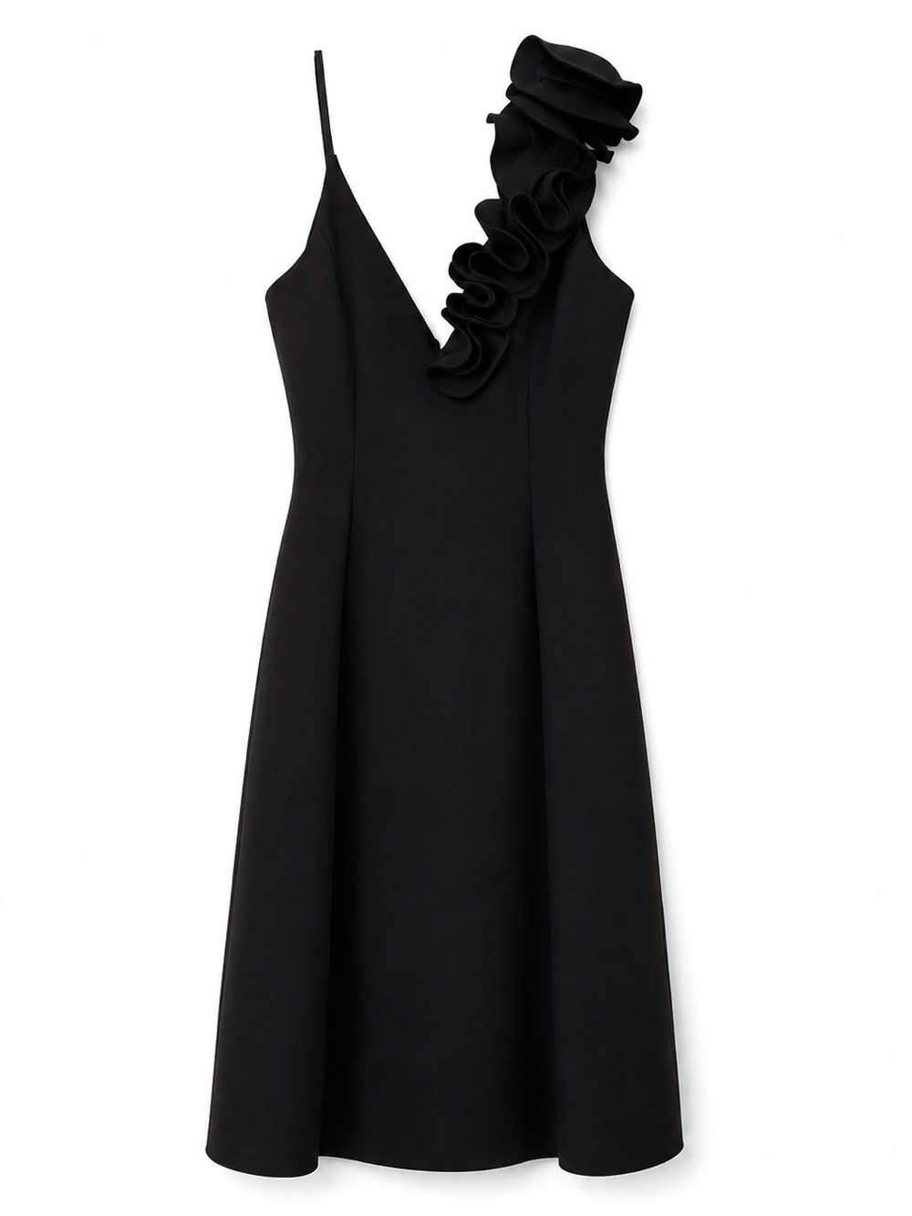 Eliza J Black One-Shoulder Ruffle Cocktail Dress